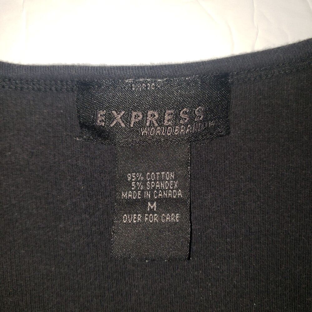 Vintage 90's EXPRESS V Neck T Shirt Womens Size Large - Picture 4 of 5